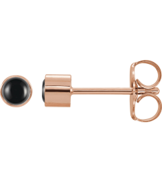 2000316 Earring Set Natural Black Onyx Round 3 Mm 14K Rose Pair Friction Back Included Polished Natural Onyx Bezel-Set Earrings