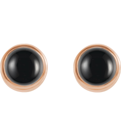 2000316 Earring Set Natural Black Onyx Round 3 Mm 14K Rose Pair Friction Back Included Polished Natural Onyx Bezel-Set Earrings