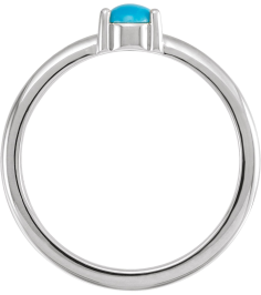 72211 Ring Set 14K White Natural Turquoise Round 4 Mm Polished Natural Turquoise Cabochon 3-Prong Ring
