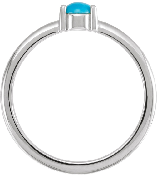 72211 Ring Set 14K White Natural Turquoise Round 4 Mm Polished Natural Turquoise Cabochon 3-Prong Ring