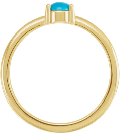 72211 Ring Set 14K Yellow Natural Turquoise Round 4 Mm Polished Natural Turquoise Cabochon 3-Prong Ring
