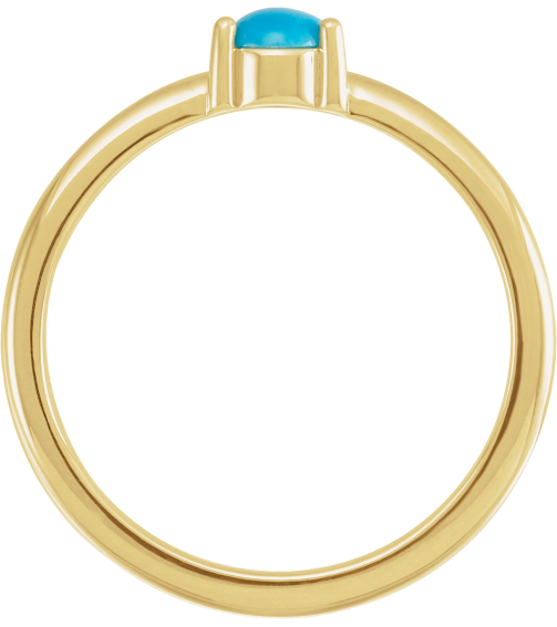 72211 Ring Set 14K Yellow Natural Turquoise Round 4 Mm Polished Natural Turquoise Cabochon 3-Prong Ring