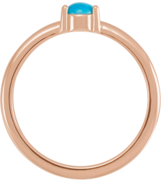 72211 Ring Set 14K Rose Natural Turquoise Round 4 Mm Polished Natural Turquoise Cabochon 3-Prong Ring