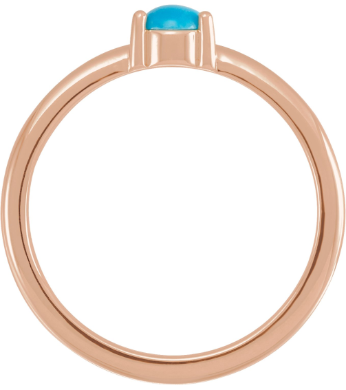 72211 Ring Set 14K Rose Natural Turquoise Round 4 Mm Polished Natural Turquoise Cabochon 3-Prong Ring