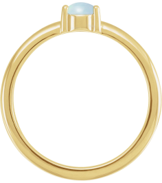 72211 Ring Set 14K Yellow Natural White Opal Round 4 Mm Polished Natural White Opal Cabochon 3-Prong Ring