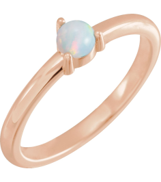 72211 Ring Set 14K Rose Natural White Opal Round 4 Mm Polished Natural White Opal Cabochon 3-Prong Ring