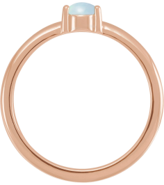 72211 Ring Set 14K Rose Natural White Opal Round 4 Mm Polished Natural White Opal Cabochon 3-Prong Ring