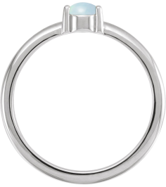 72211 Ring Set Platinum Natural White Opal Round 4 Mm Polished Natural White Opal Cabochon 3-Prong Ring