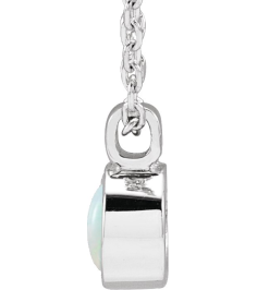 23481 Necklace Set 14K White Round Natural White Opal 4 Mm 16-18 In Polished Natural Opal Bezel-Set Necklace