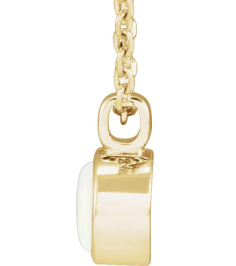 23481 Necklace Set 14K Yellow Round Natural White Opal 4 Mm 16-18 In Polished Natural Opal Bezel-Set Necklace