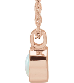 23481 Necklace Set 14K Rose Round Natural White Opal 4 Mm 16-18 In Polished Natural Opal Bezel-Set Necklace