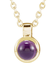 23481 Necklace Set 14K Yellow Round Natural Amethyst 4 Mm 16-18 In Polished Natural Amethyst Bezel-Set Necklace