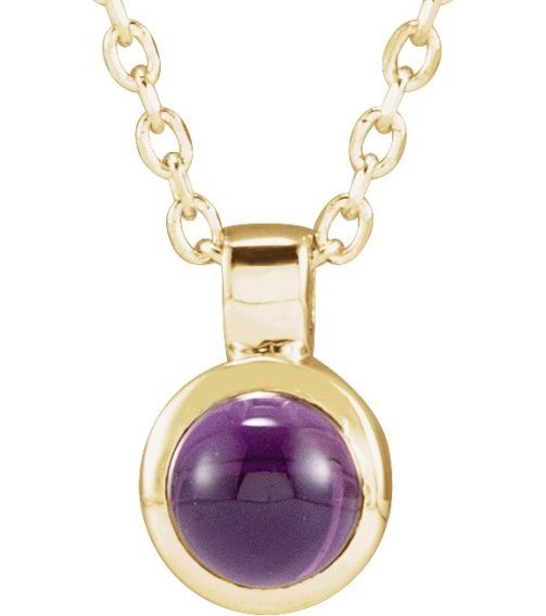 23481 Necklace Set 14K Yellow Round Natural Amethyst 4 Mm 16-18 In Polished Natural Amethyst Bezel-Set Necklace