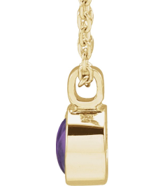 23481 Necklace Set 14K Yellow Round Natural Amethyst 4 Mm 16-18 In Polished Natural Amethyst Bezel-Set Necklace