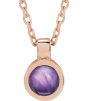 23481 Necklace Set 14K Rose Round Natural Amethyst 4 Mm 16-18 In Polished Natural Amethyst Bezel-Set Necklace