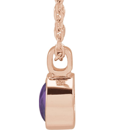 23481 Necklace Set 14K Rose Round Natural Amethyst 4 Mm 16-18 In Polished Natural Amethyst Bezel-Set Necklace