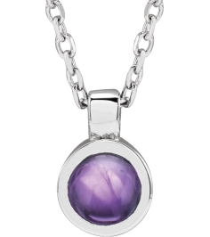 23481 Necklace Set Platinum Round Natural Amethyst 4 Mm 16-18 In Polished Natural Amethyst Bezel-Set Necklace