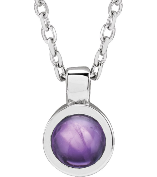 23481 Necklace Set Platinum Round Natural Amethyst 4 Mm 16-18 In Polished Natural Amethyst Bezel-Set Necklace