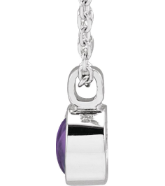 23481 Necklace Set Platinum Round Natural Amethyst 4 Mm 16-18 In Polished Natural Amethyst Bezel-Set Necklace