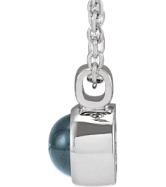 23481 Necklace Set 14K White Round Natural London Blue Topaz 4 Mm 16-18 In Polished Natural London Blue Topaz Bezel-Set Necklace