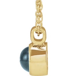 23481 Necklace Set 14K Yellow Round Natural London Blue Topaz 4 Mm 16-18 In Polished Natural London Blue Topaz Bezel-Set Necklace