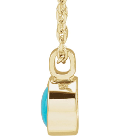 23481 Necklace Set 14K Yellow Round Natural Turquoise 4 Mm 16-18 In Polished Natural Turquoise Bezel-Set Necklace