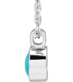 23481 Necklace Set Platinum Round Natural Turquoise 4 Mm 16-18 In Polished Natural Turquoise Bezel-Set Necklace