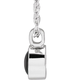 23481 Necklace Set 14K White Round Natural Black Onyx 4 Mm 16-18 In Polished Natural Onyx Bezel-Set Necklace