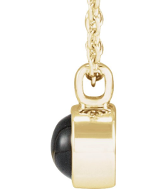 23481 Necklace Set 14K Yellow Round Natural Black Onyx 4 Mm 16-18 In Polished Natural Onyx Bezel-Set Necklace