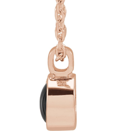 23481 Necklace Set 14K Rose Round Natural Black Onyx 4 Mm 16-18 In Polished Natural Onyx Bezel-Set Necklace