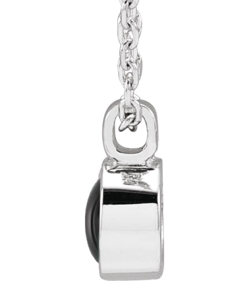 23481 Necklace Set Platinum Round Natural Black Onyx 4 Mm 16-18 In Polished Natural Onyx Bezel-Set Necklace