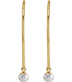 88031 Earring Set 14K Yellow 30 Mm 4 Mm Cultured White Freshwater Pearl Pearl 4 Mm Pair Hinged Polished Cultured White Freshwater Pearl Dangle Endless Hoop Earrings
