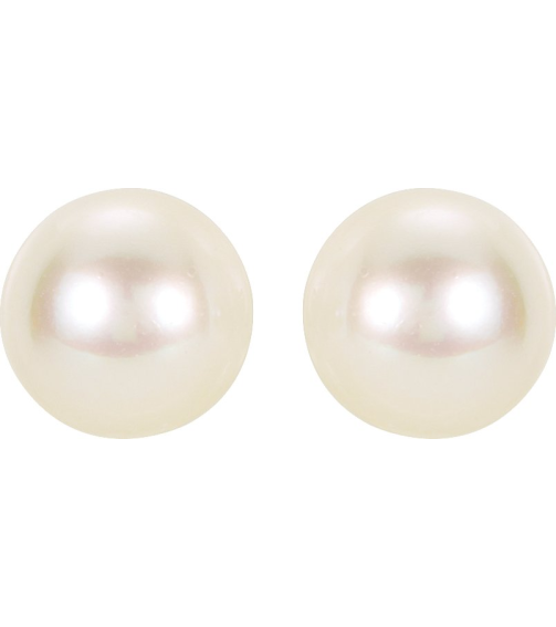 61103 Earring Set Cultured White Akoya Pearl Pearl 5 Mm 14K Yellow Pair Friction Backs Included Polished Cultured Akoya Pearl Earrings