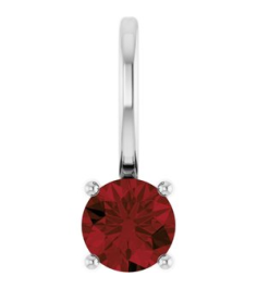 87768 Pendant Set 14K White Round Imitation Mozambique Garnet 4 Mm Polished Imitation Mozambique Garnet Pendant