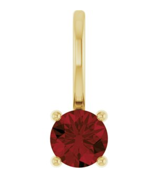 87768 Pendant Set 14K Yellow Round Imitation Mozambique Garnet 4 Mm Polished Imitation Mozambique Garnet Pendant