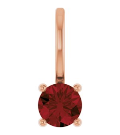 87768 Pendant Set 14K Rose Round Imitation Mozambique Garnet 4 Mm Polished Imitation Mozambique Garnet Pendant