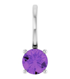 87768 Pendant Set 14K White Round Imitation Amethyst 4 Mm Polished Imitation Amethyst Pendant