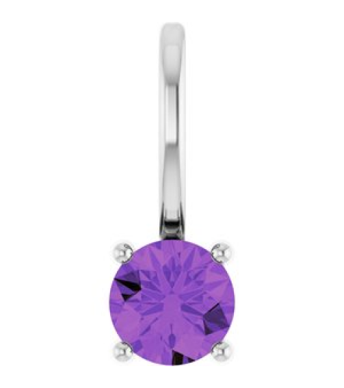 87768 Pendant Set 14K White Round Imitation Amethyst 4 Mm Polished Imitation Amethyst Pendant