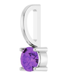 87768 Pendant Set 14K White Round Imitation Amethyst 4 Mm Polished Imitation Amethyst Pendant