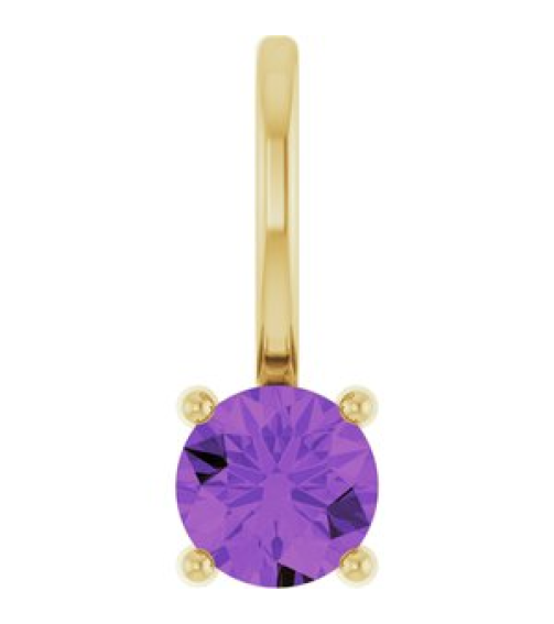87768 Pendant Set 14K Yellow Round Imitation Amethyst 4 Mm Polished Imitation Amethyst Pendant