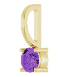 87768 Pendant Set 14K Yellow Round Imitation Amethyst 4 Mm Polished Imitation Amethyst Pendant