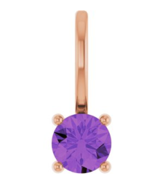 87768 Pendant Set 14K Rose Round Imitation Amethyst 4 Mm Polished Imitation Amethyst Pendant