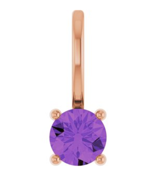 87768 Pendant Set 14K Rose Round Imitation Amethyst 4 Mm Polished Imitation Amethyst Pendant