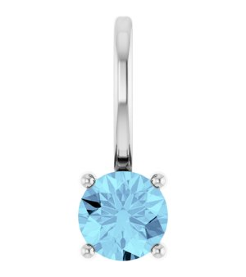 87768 Pendant Set 14K White Round Imitation Aquamarine 4 Mm Polished Imitation Aquamarine Pendant
