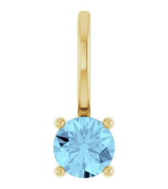 87768 Pendant Set 14K Yellow Round Imitation Aquamarine 4 Mm Polished Imitation Aquamarine Pendant
