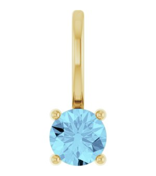 87768 Pendant Set 14K Yellow Round Imitation Aquamarine 4 Mm Polished Imitation Aquamarine Pendant
