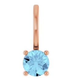 87768 Pendant Set 14K Rose Round Imitation Aquamarine 4 Mm Polished Imitation Aquamarine Pendant
