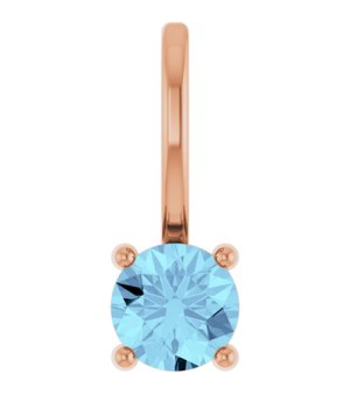 87768 Pendant Set 14K Rose Round Imitation Aquamarine 4 Mm Polished Imitation Aquamarine Pendant