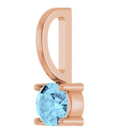 87768 Pendant Set 14K Rose Round Imitation Aquamarine 4 Mm Polished Imitation Aquamarine Pendant