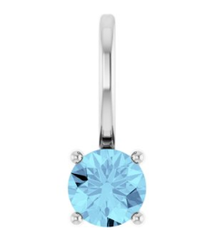 87768 Pendant Set Sterling Silver Round Imitation Aquamarine 4 Mm Polished Imitation Aquamarine Pendant